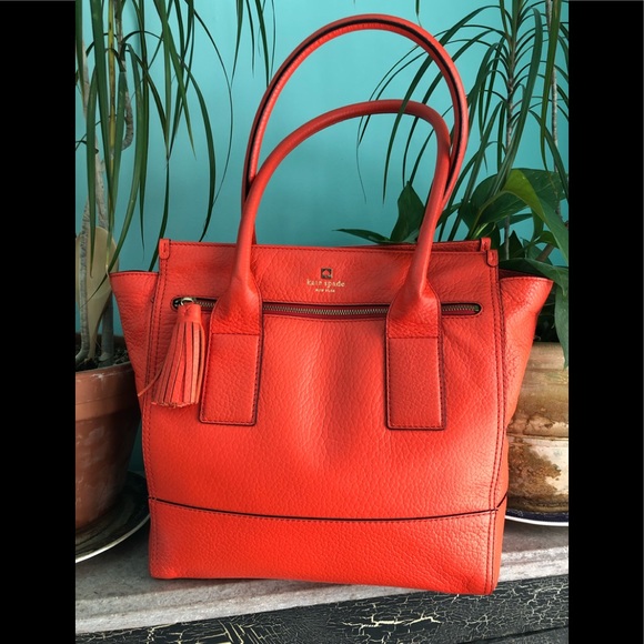 kate spade Handbags - Kate Spade Orange Leather Large Tote